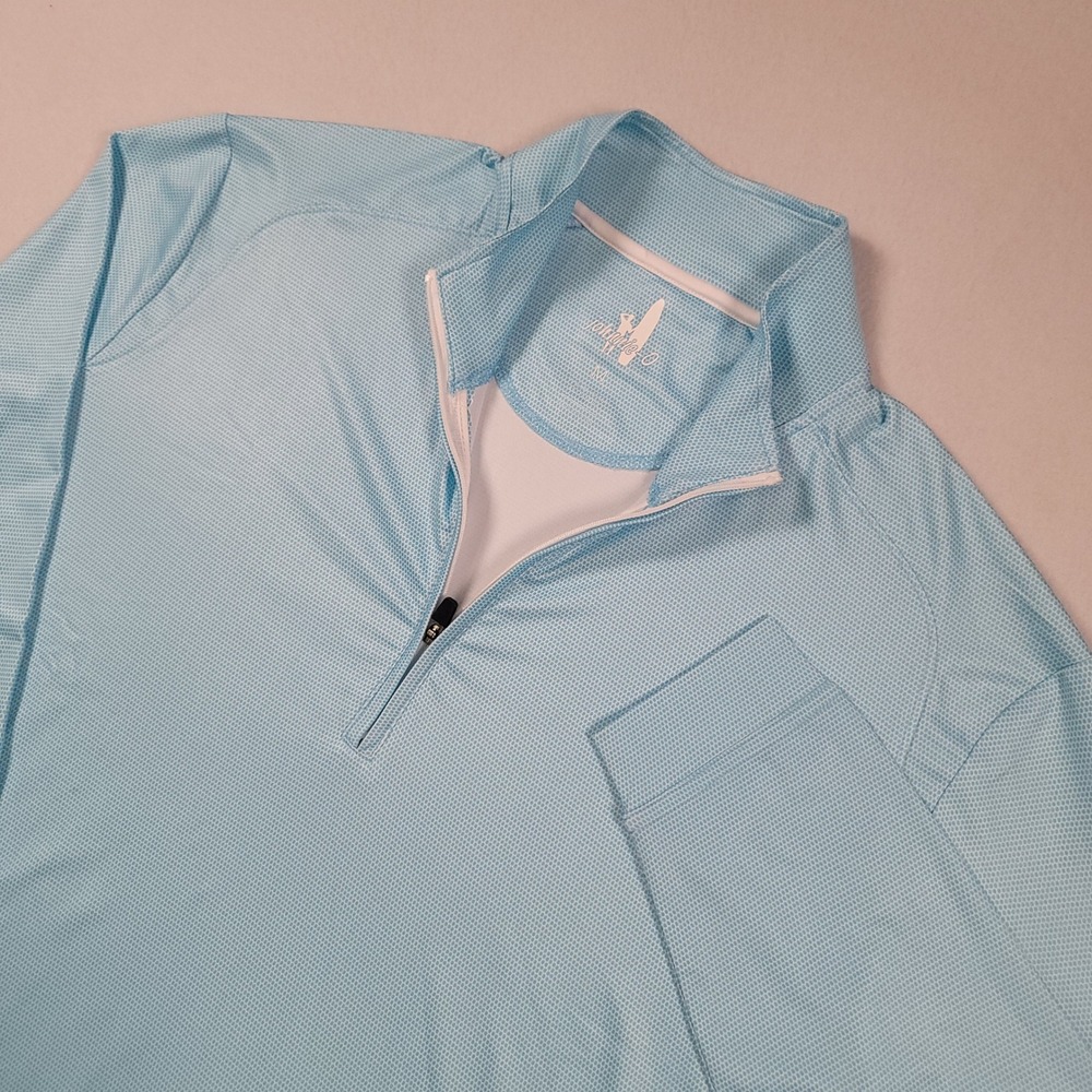 Johnnie-O Sheldon 1/4 Zip Pullover Mens Medium Niagara Blue Textured Performance